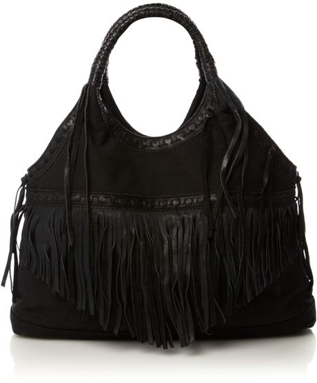 Denim & Supply Ralph Lauren Fringed Tote Bag in Black | Lyst