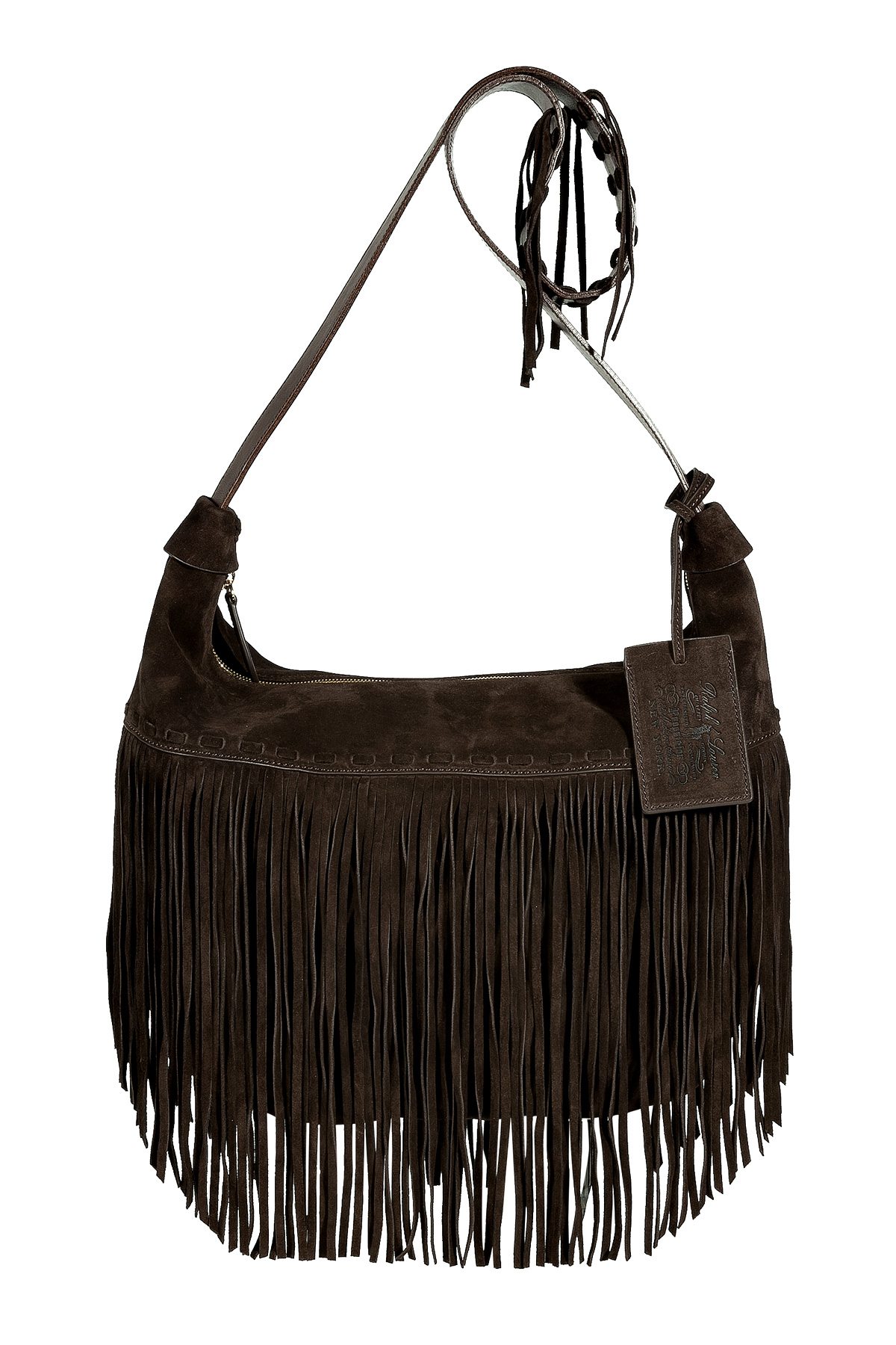 Lyst Ralph Lauren Collection Chocolate Suede Fringed Crossbody Bag in