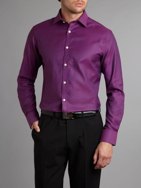 Ted Baker Long Sleeved Pindot Formal Shirt in Purple for Men | Lyst