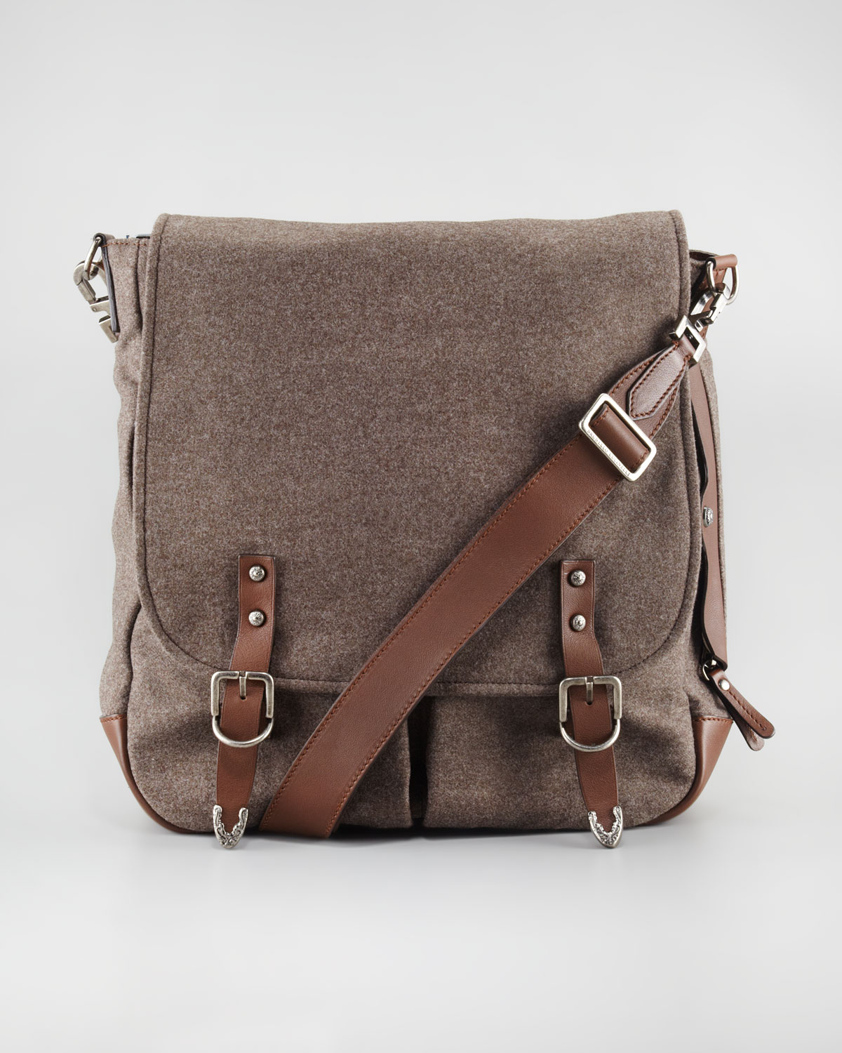 Lyst Brunello Cucinelli Flannel Crossbody Messenger Bag In Brown Gallery