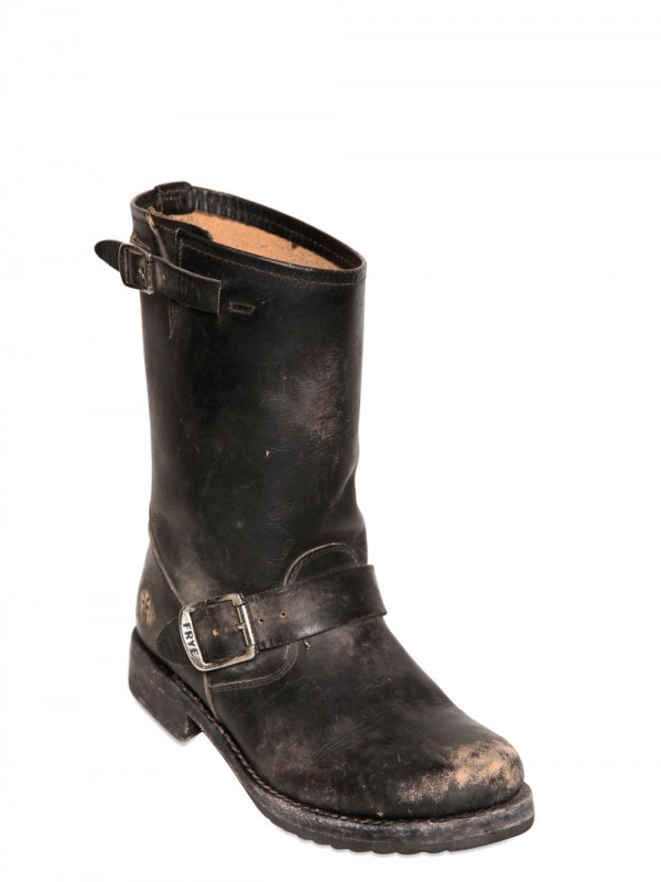stone washed leather boots