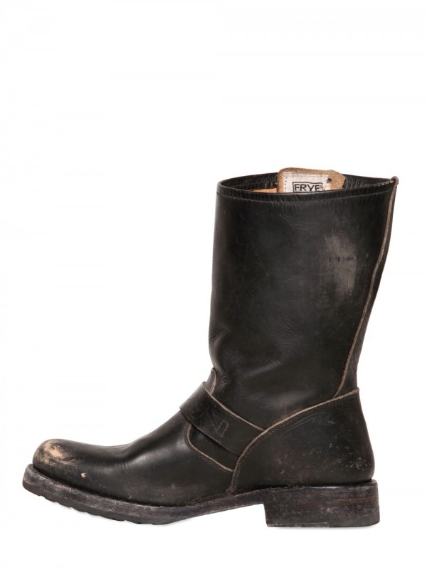 stone washed leather boots