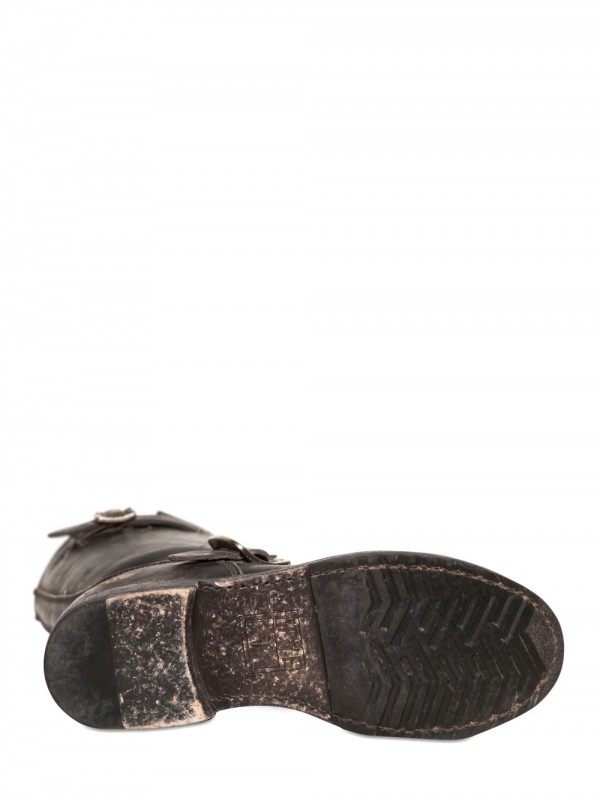 stone washed leather boots