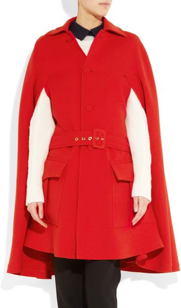 Marni Woven Wool Cape in Red | Lyst