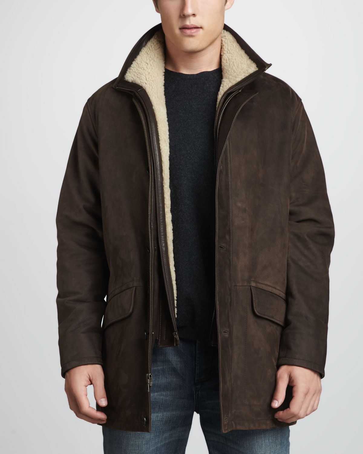 Lyst - Peter Millar Shearling Jacket in Brown for Men