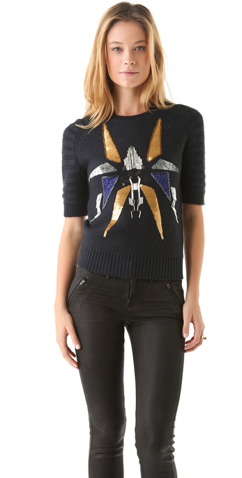 Cut25 by yigal azrouël Embellished Sweater in Black | Lyst