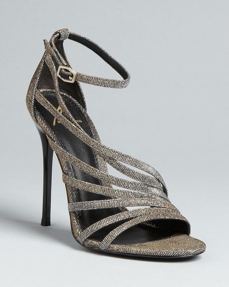 B Brian Atwood Strappy Evening Sandals Lenisa High Heel in Gray (silver ...