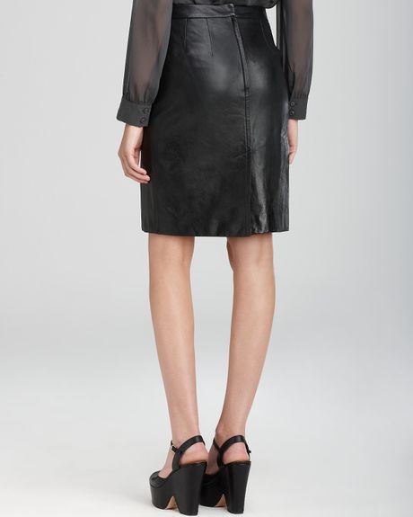 Dkny Leather Pencil Skirt in Black | Lyst