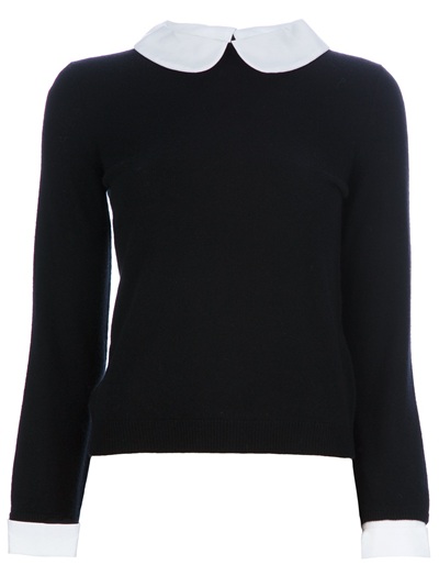 Alice + Olivia Peter Pan Collar Sweater in Black | Lyst