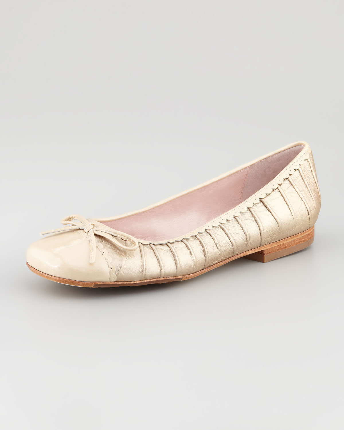 Taryn Rose Bambi Ruched Ballerina Flat in Gold (champagne) | Lyst