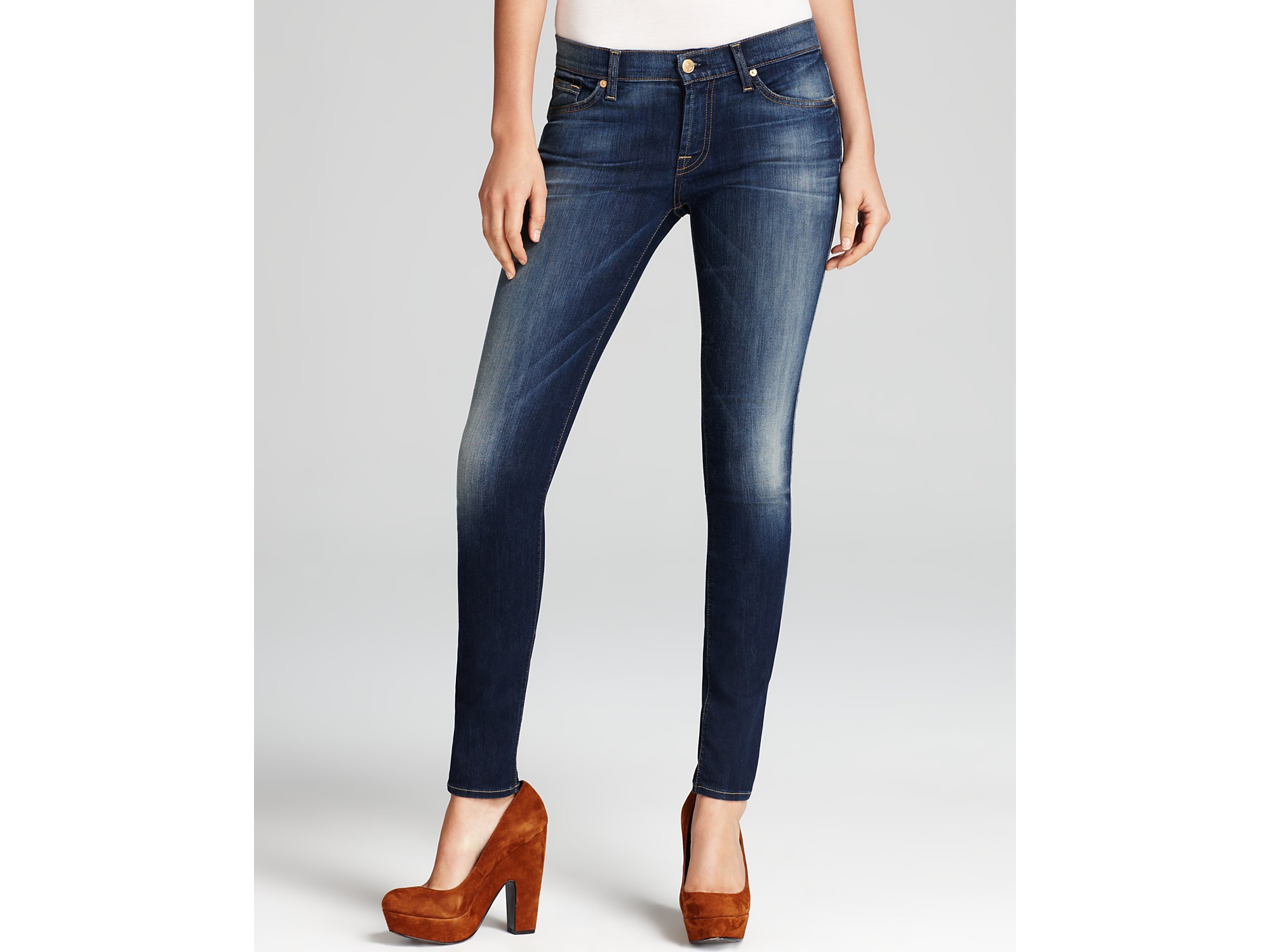 Ash 7 For All Mankind Jeans The Skinny in Aggressive Siren Wash in Blue ...