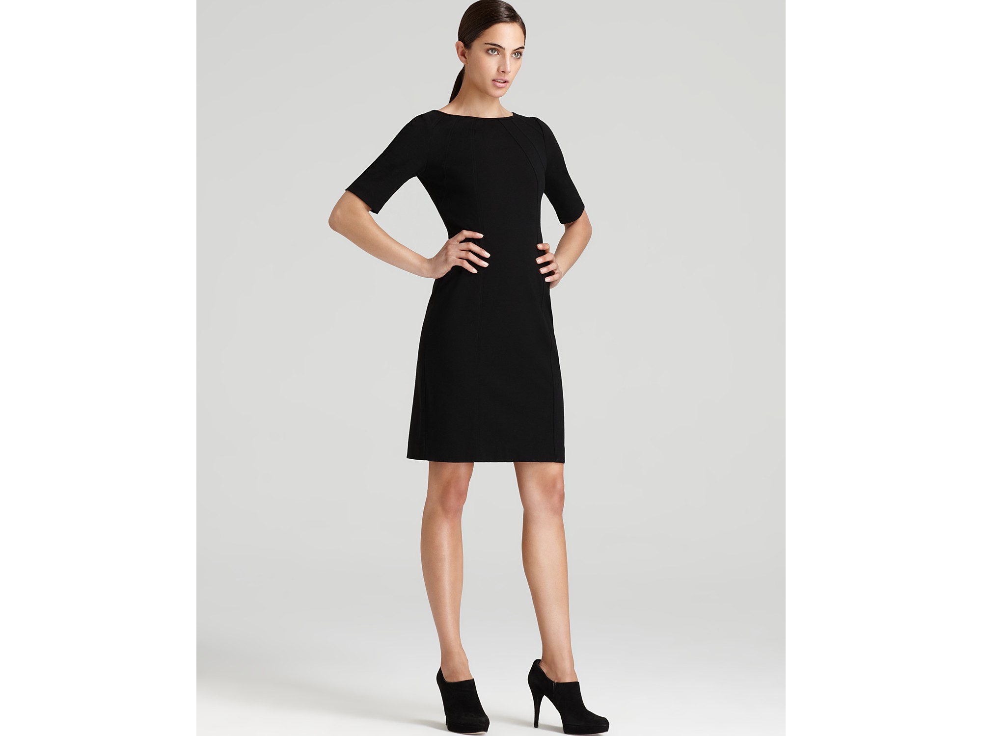 Black sheath dresses with elbow length sleeves pants kookai