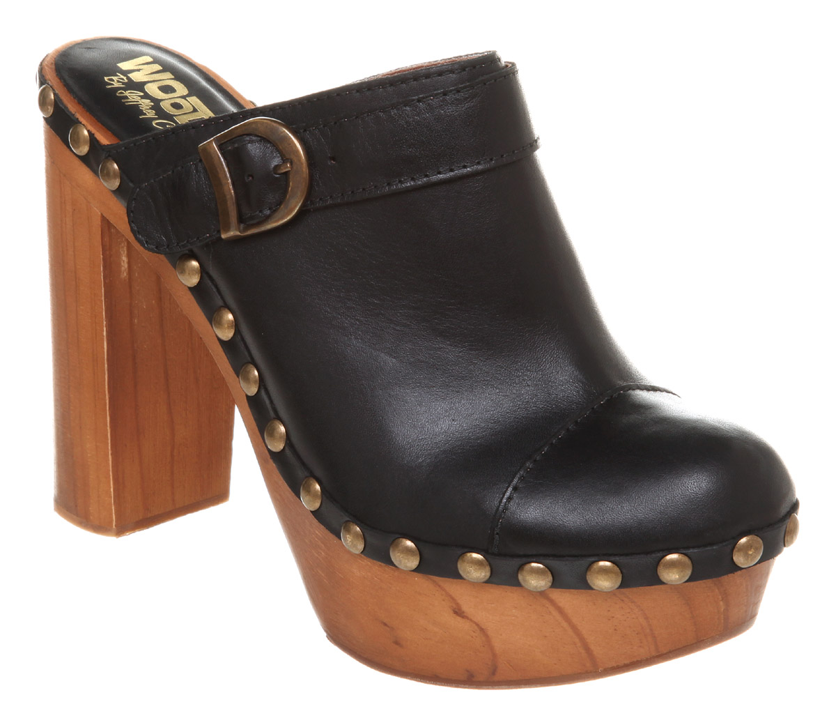 Jeffrey campbell Charlie Heeled Clog Black Leather in 