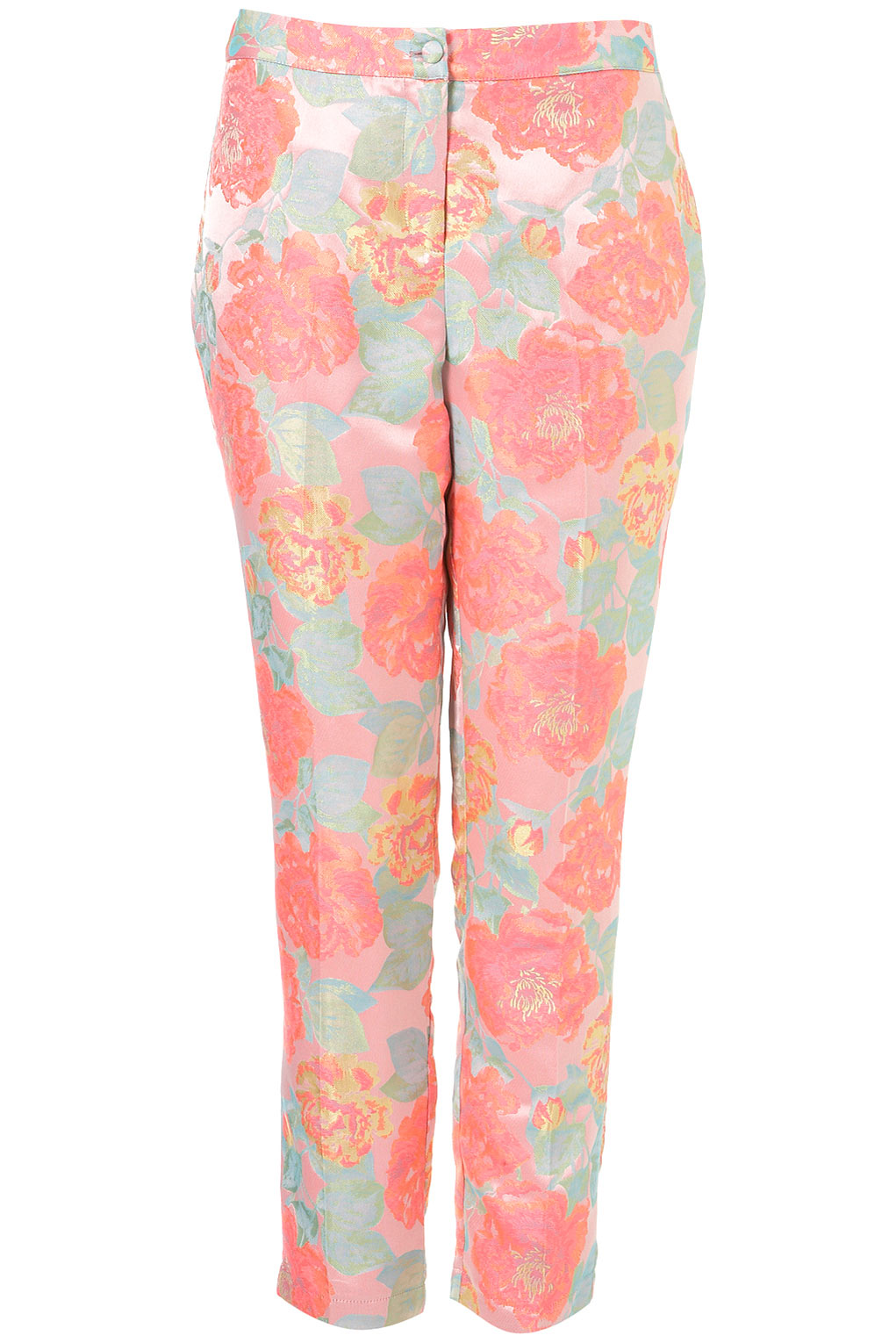 TOPSHOP Floral Jacquard Trousers in Pink - Lyst