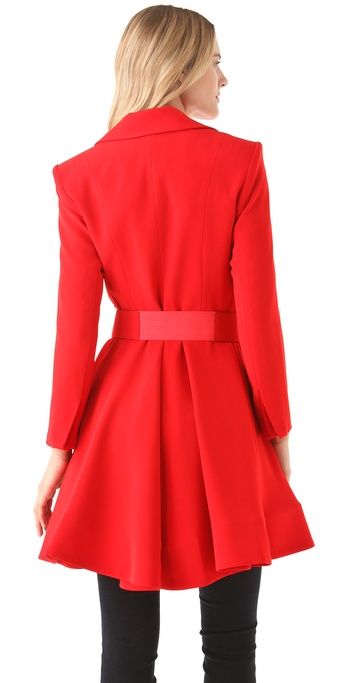 Lyst - Alice + Olivia Loris Flare Coat in Red