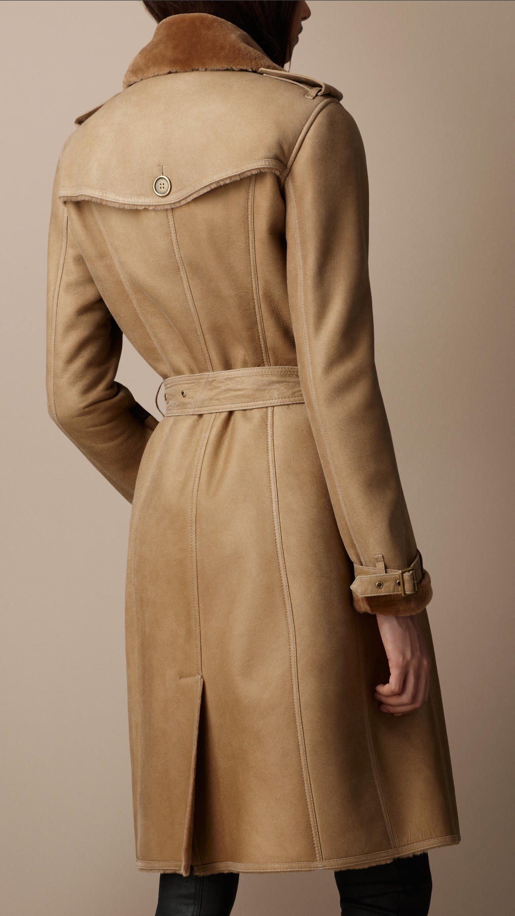 Lyst - Burberry Brit Lamb Leather Trench Coat in Natural