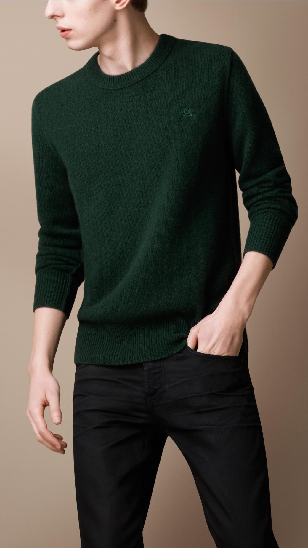 Burberry brit Cashmere Crew Neck Sweater in Green for Men | Lyst