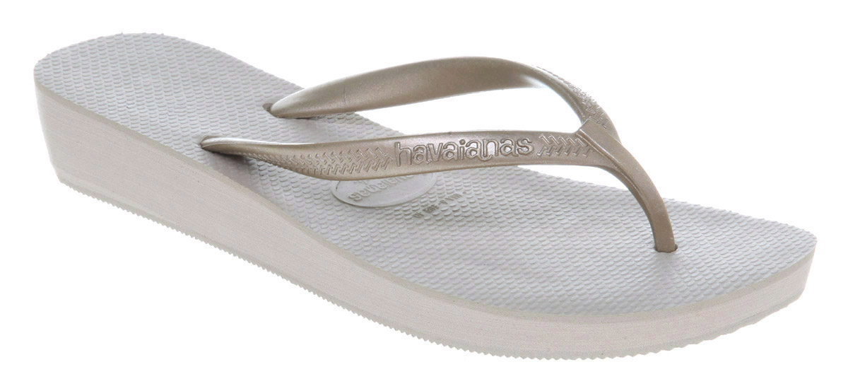 Lyst Havaianas Highlight Wedge Flip Flop Gold Rubber In Gray