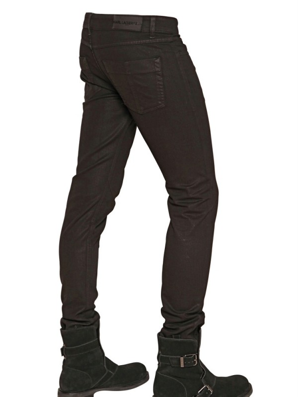 Lyst - Karl lagerfeld Zipped Cuffs Stretch Denim Skinny Jeans in Black ...