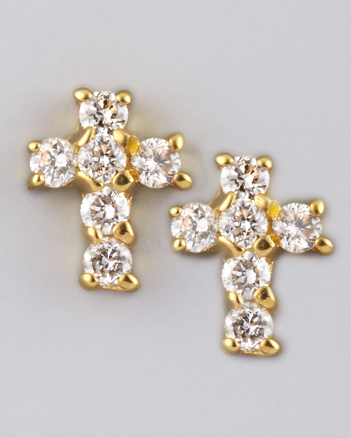Kc Designs Diamond Cross Earrings Yellow Gold in Gold | Lyst