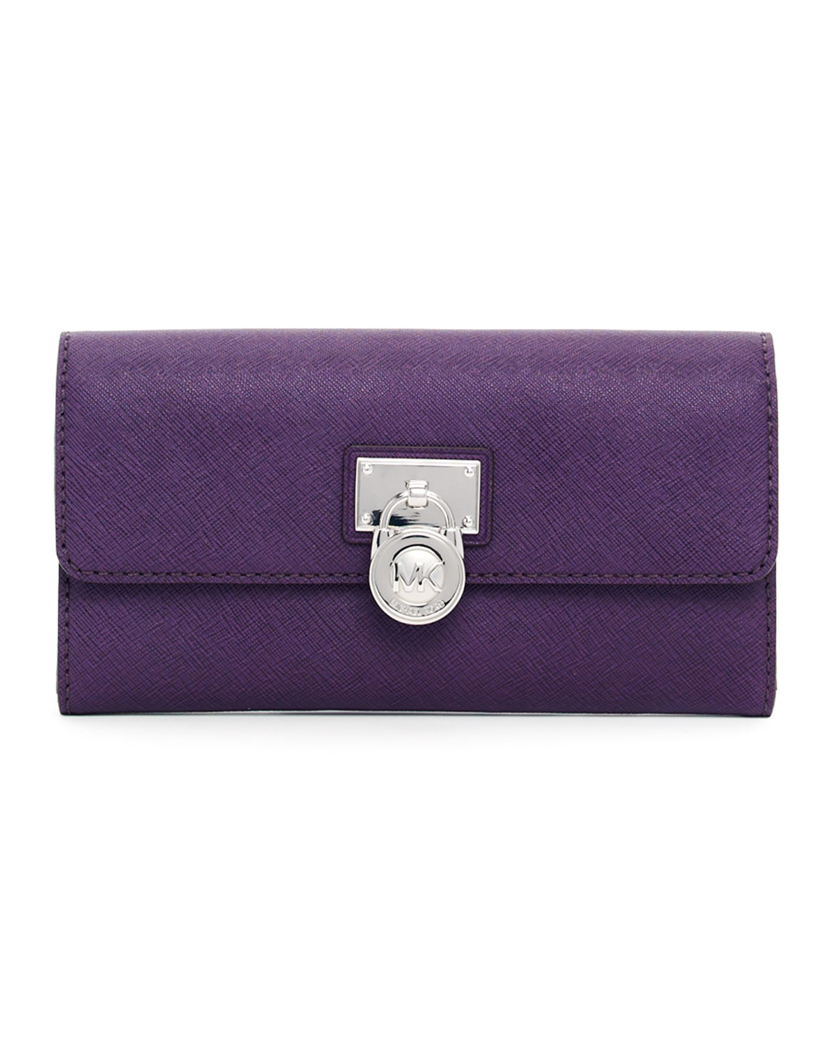 Lyst - Michael Michael Kors Hamilton Large Saffiano Wallet in Purple