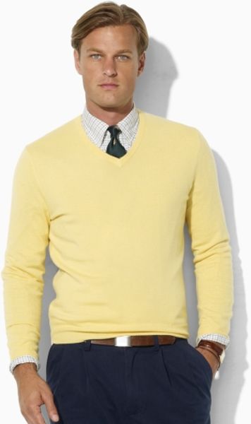 Polo Ralph Lauren Cashmere V-Neck Sweater in Yellow for Men (fall ...
