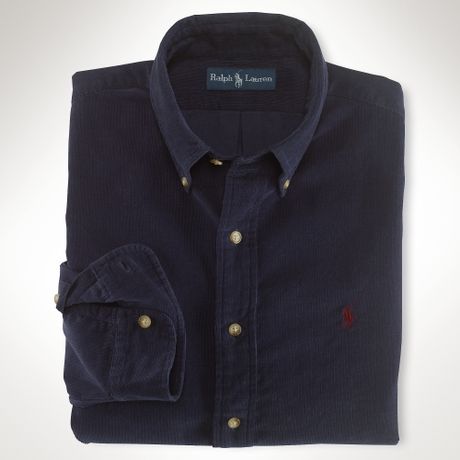 Polo Ralph Lauren Customfit Corduroy Shirt in Blue for Men (navy) | Lyst