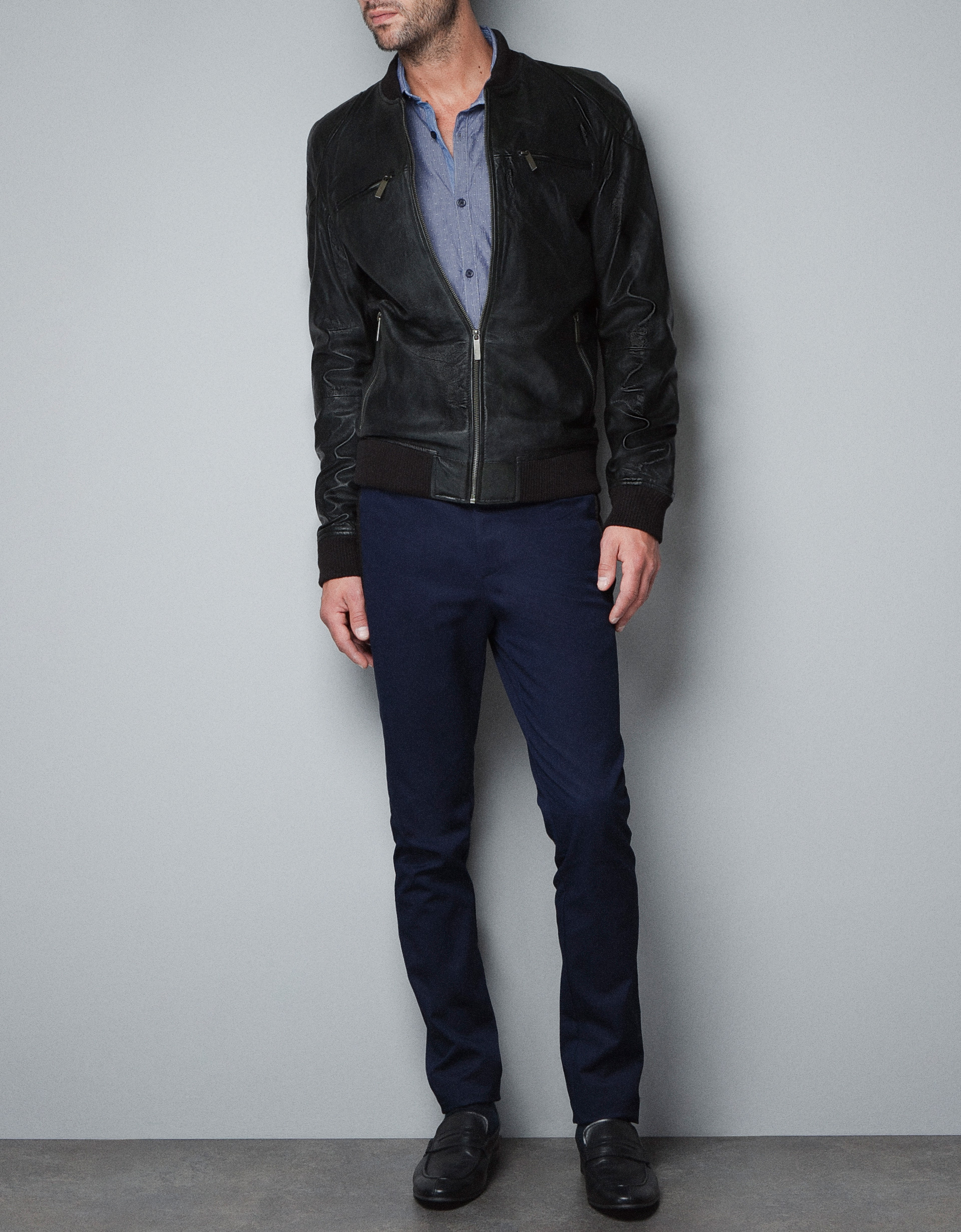 Zara Leather Jacket with Zips in Black for Men | Lyst