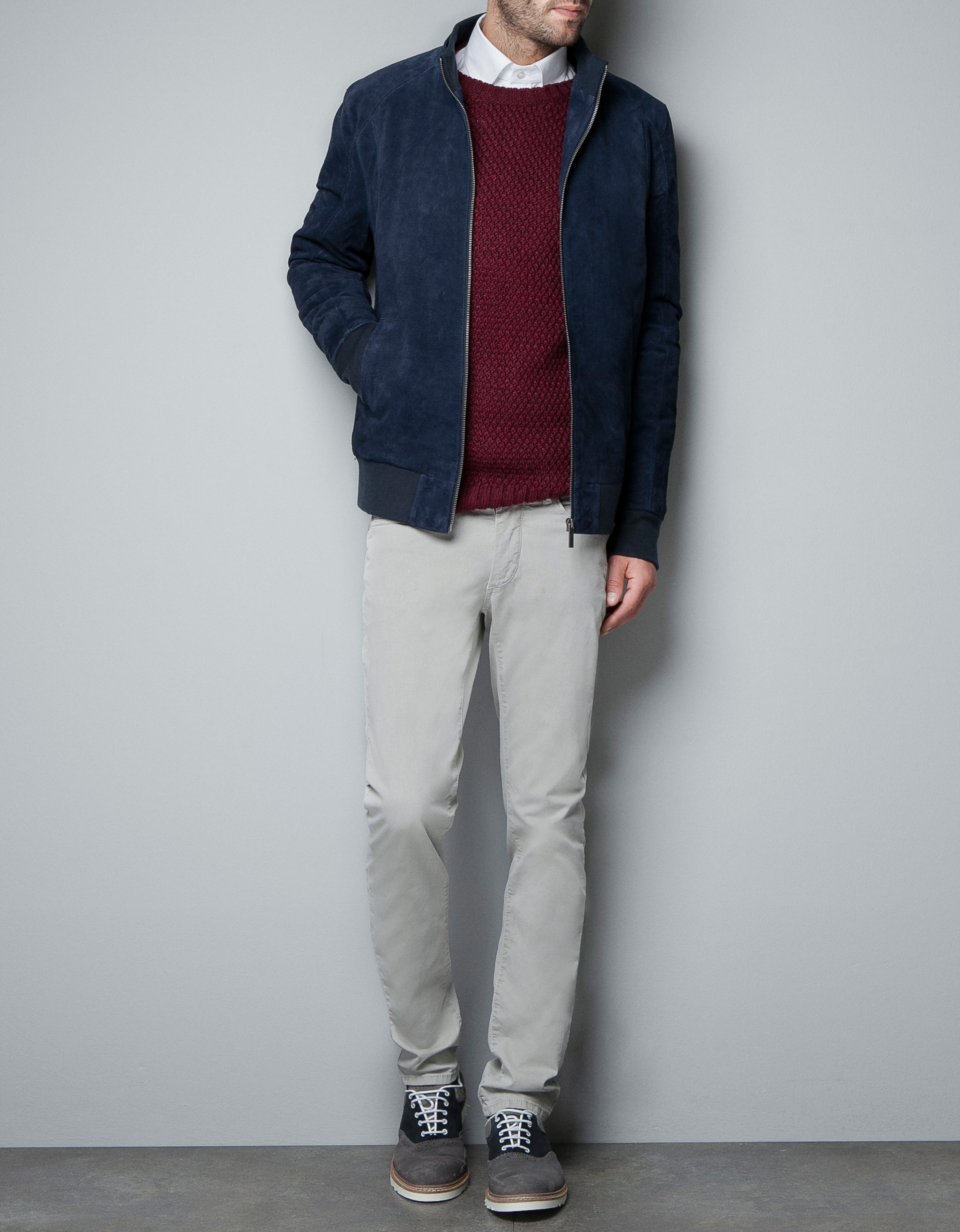 Zara Blue Suede Jacket in Blue for Men | Lyst