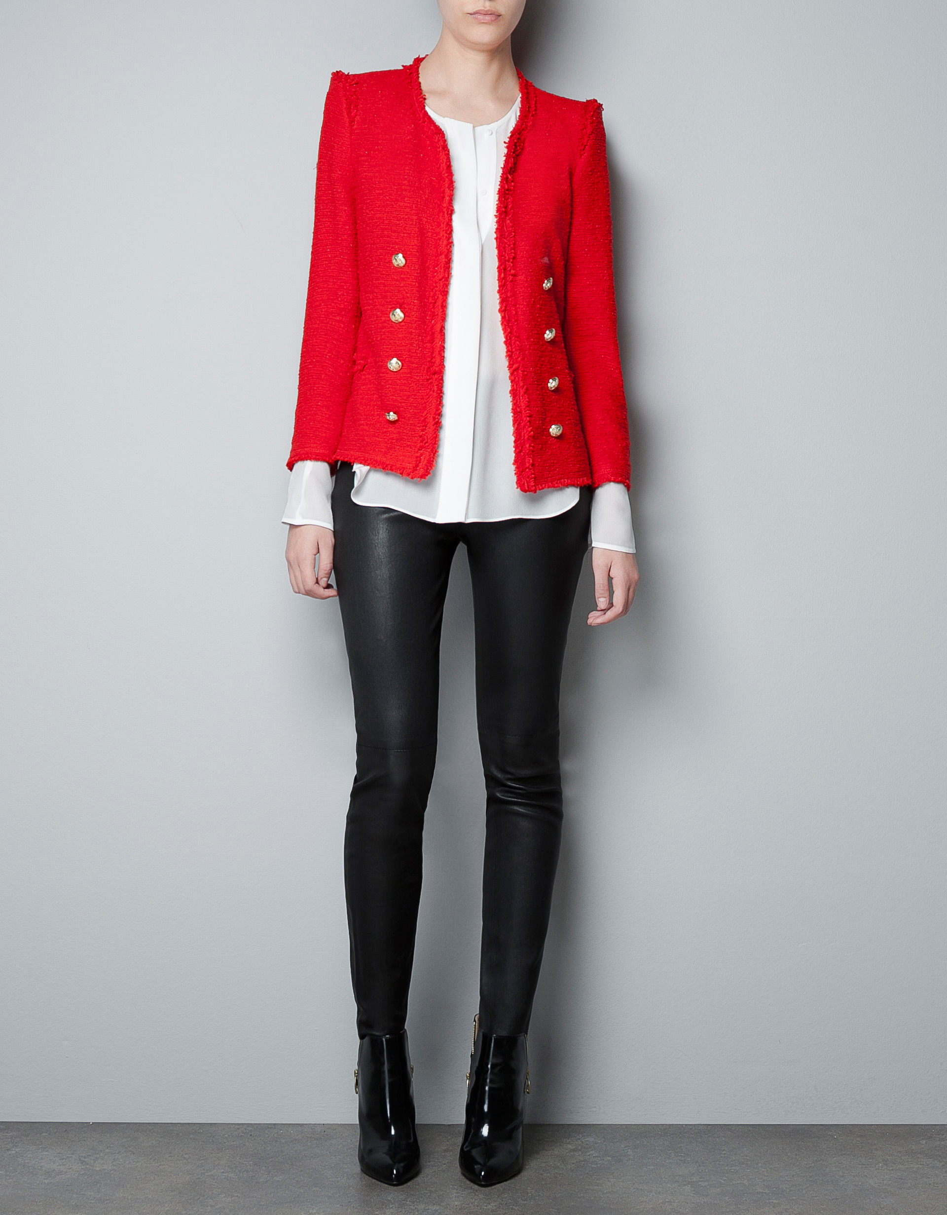 Zara Fantasy Fabric Blazer in Red | Lyst