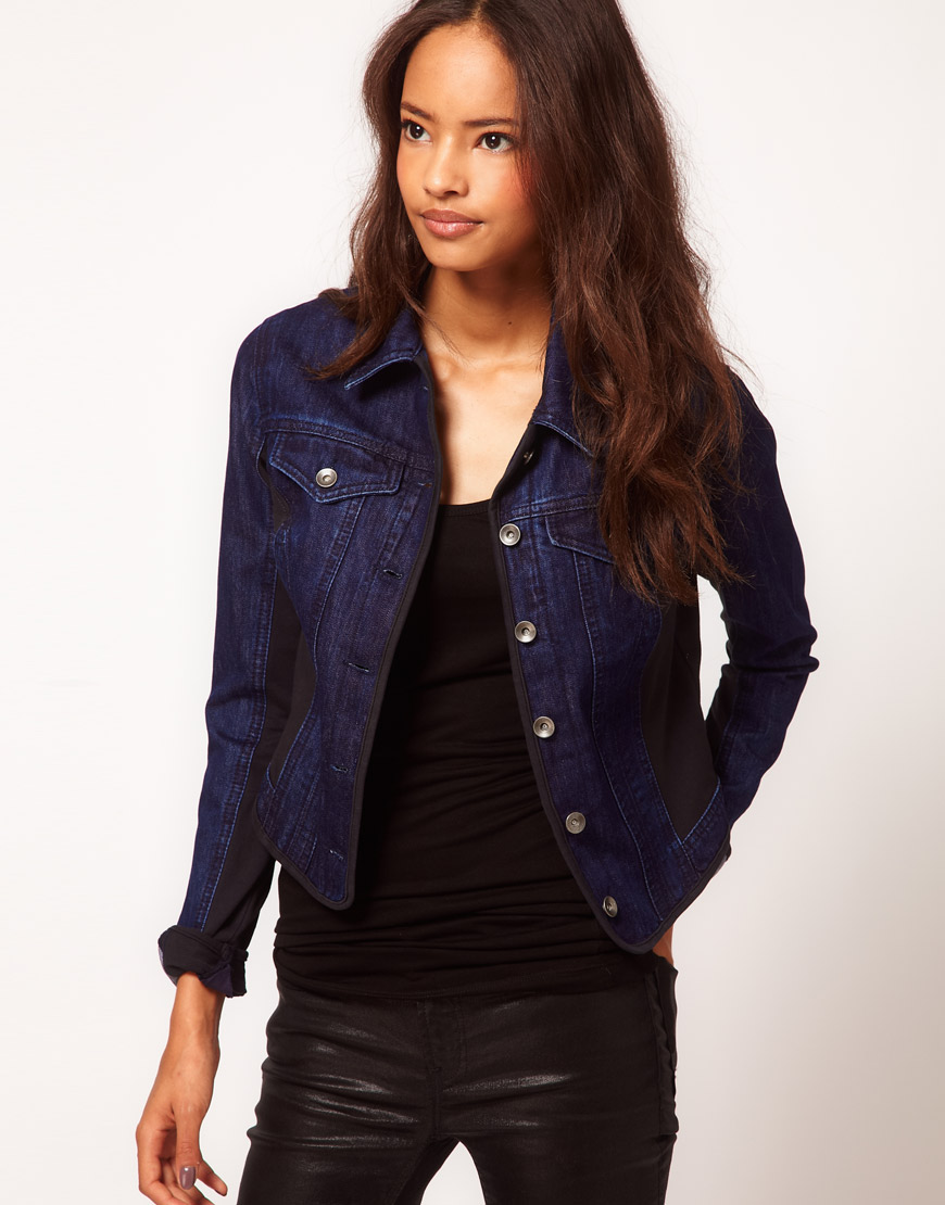 Lyst - Asos Collection Asos Denim Jacket with Tie Back Corset Detail in ...