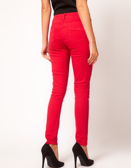 Asos Petite Exclusive Red Skinny Jeans in Red | Lyst