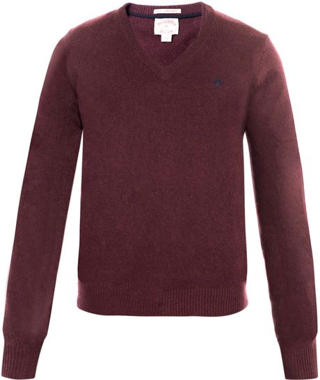 Brooks Brothers Lambswool Vneck Sweater in Red for Men (burgundy) | Lyst