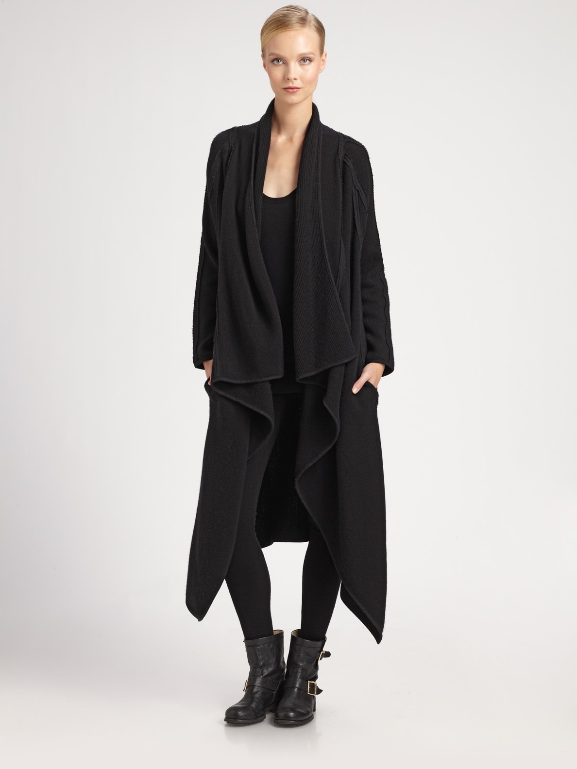Lyst - Donna karan Boiled Cashmere Drop Coat in Black