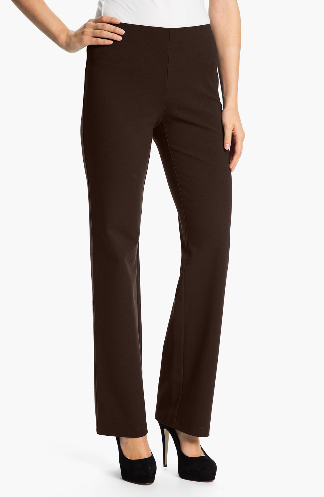 Eileen Fisher Straight Leg Knit Pants in Brown (chocolate) | Lyst