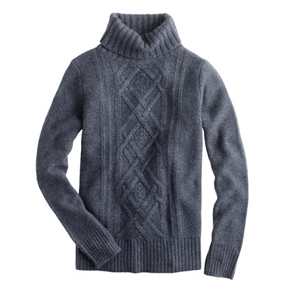 J.crew Cambridge Cable Turtleneck Sweater in Gray | Lyst