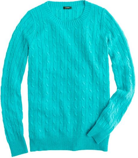 J.crew Cambridge Cable Crewneck Sweater in Blue (retro jade) | Lyst