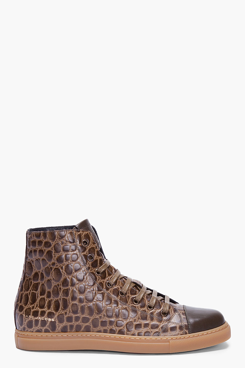 Lyst - Marc Jacobs Olive Croc Print Leather Sneakers in