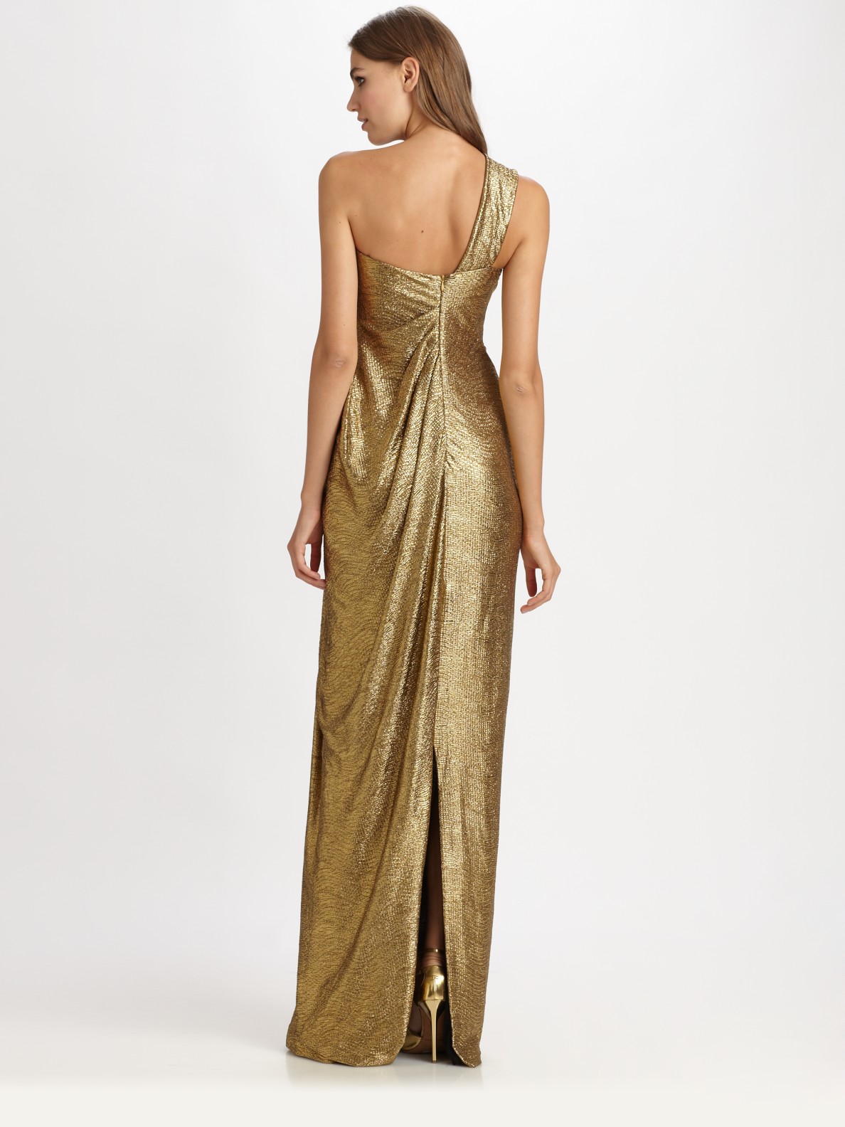 Lyst Notte By Marchesa Lamé Gown In Metallic