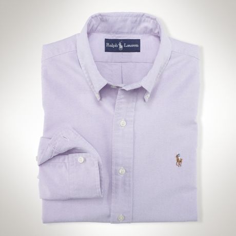 Polo Ralph Lauren Custom Fit Basic Oxford Shirt in Purple for Men ...
