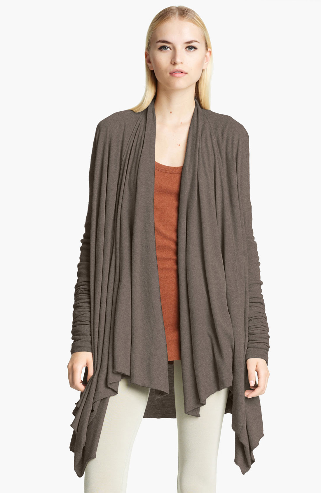 Rick Owens Lilies Draped Jersey Cardigan in Gray (dark dust) | Lyst