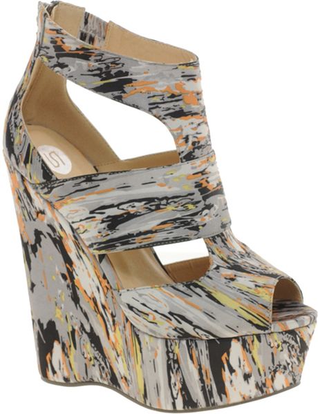 River Island Eager Grey Strappy Platform Wedges in Gray (grey) | Lyst