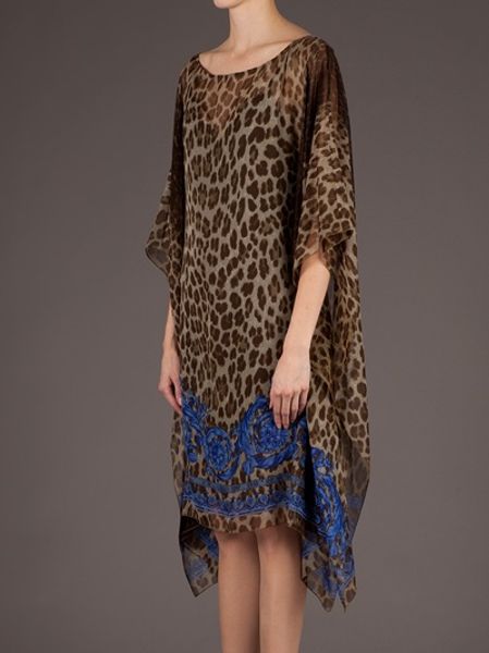 Versace Kaftan Style Dress in Animal (brown) | Lyst
