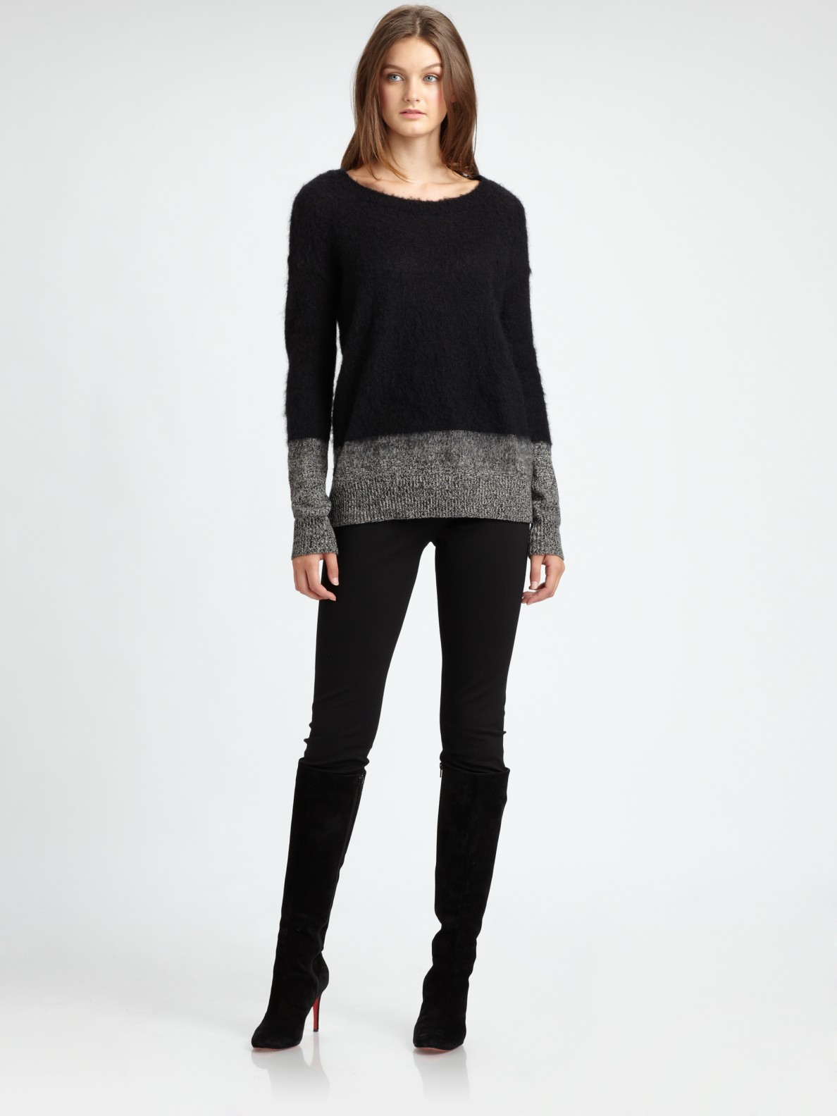 Dkny Ombre Sweater in Black | Lyst