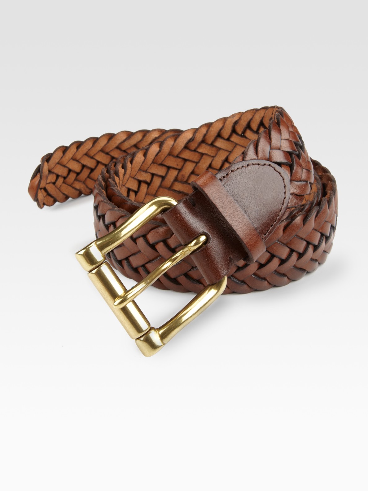 Ralph lauren Braided Leather Belt in Brown for Men | Lyst