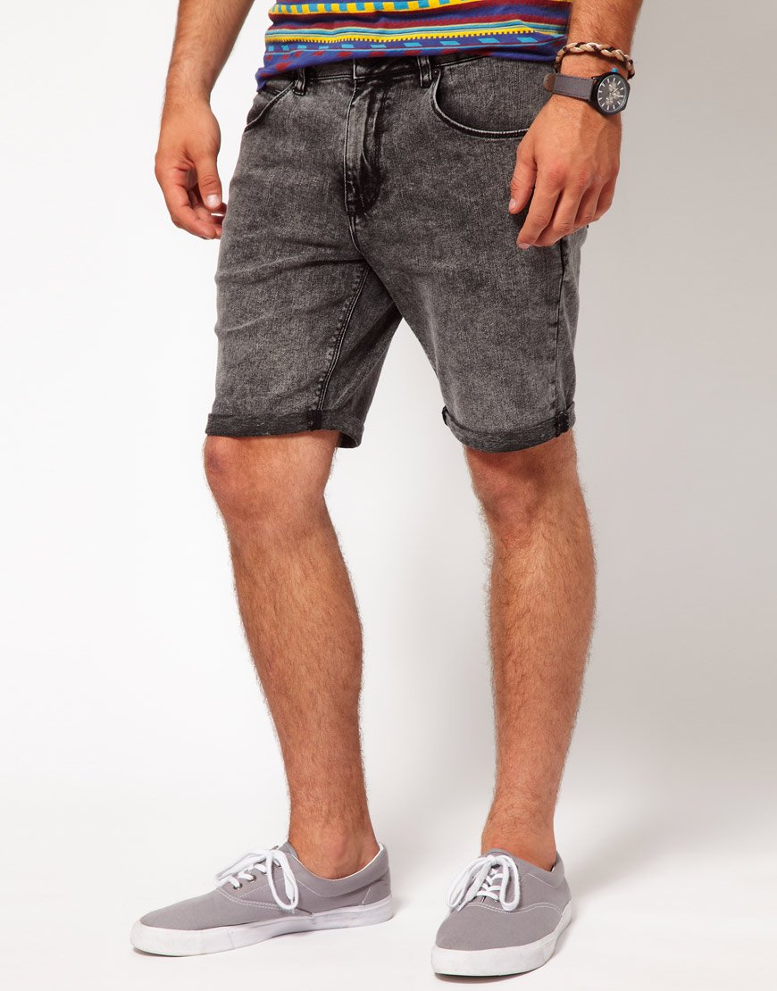 Lyst Asos Denim Shorts with Acid Wash in Gray for Men