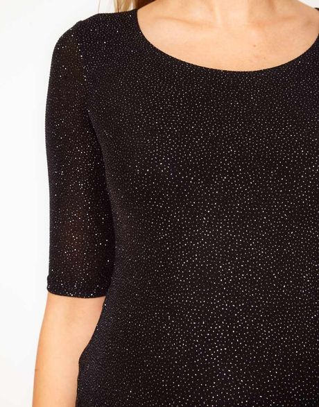 Asos Maternity Bodycon Midi Dress in Glitter in Black | Lyst