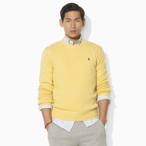 Lyst - Polo Ralph Lauren Cotton Crewneck Sweater in Yellow for Men