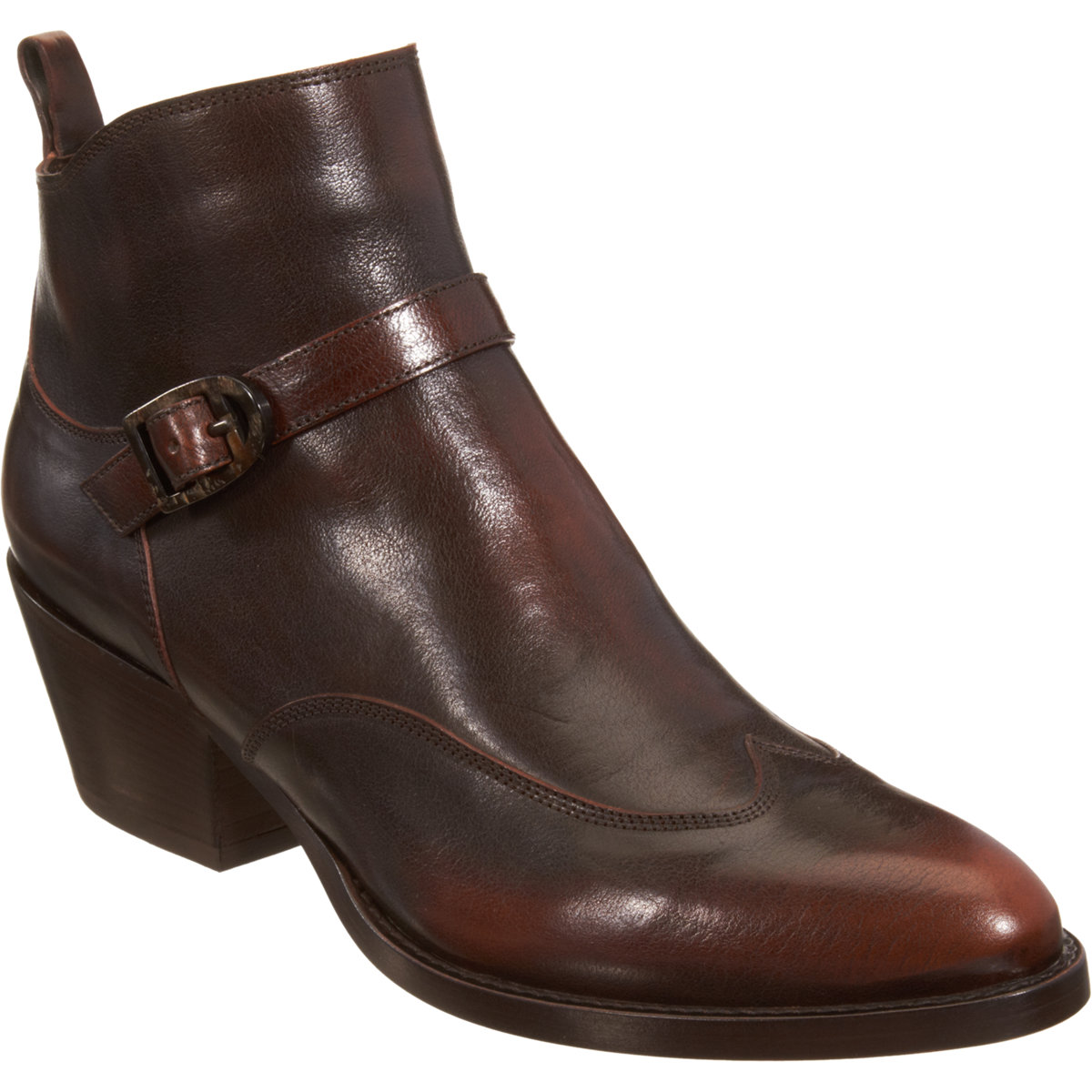 Sartore Side Buckle Ankle Boot in Brown (silver) | Lyst