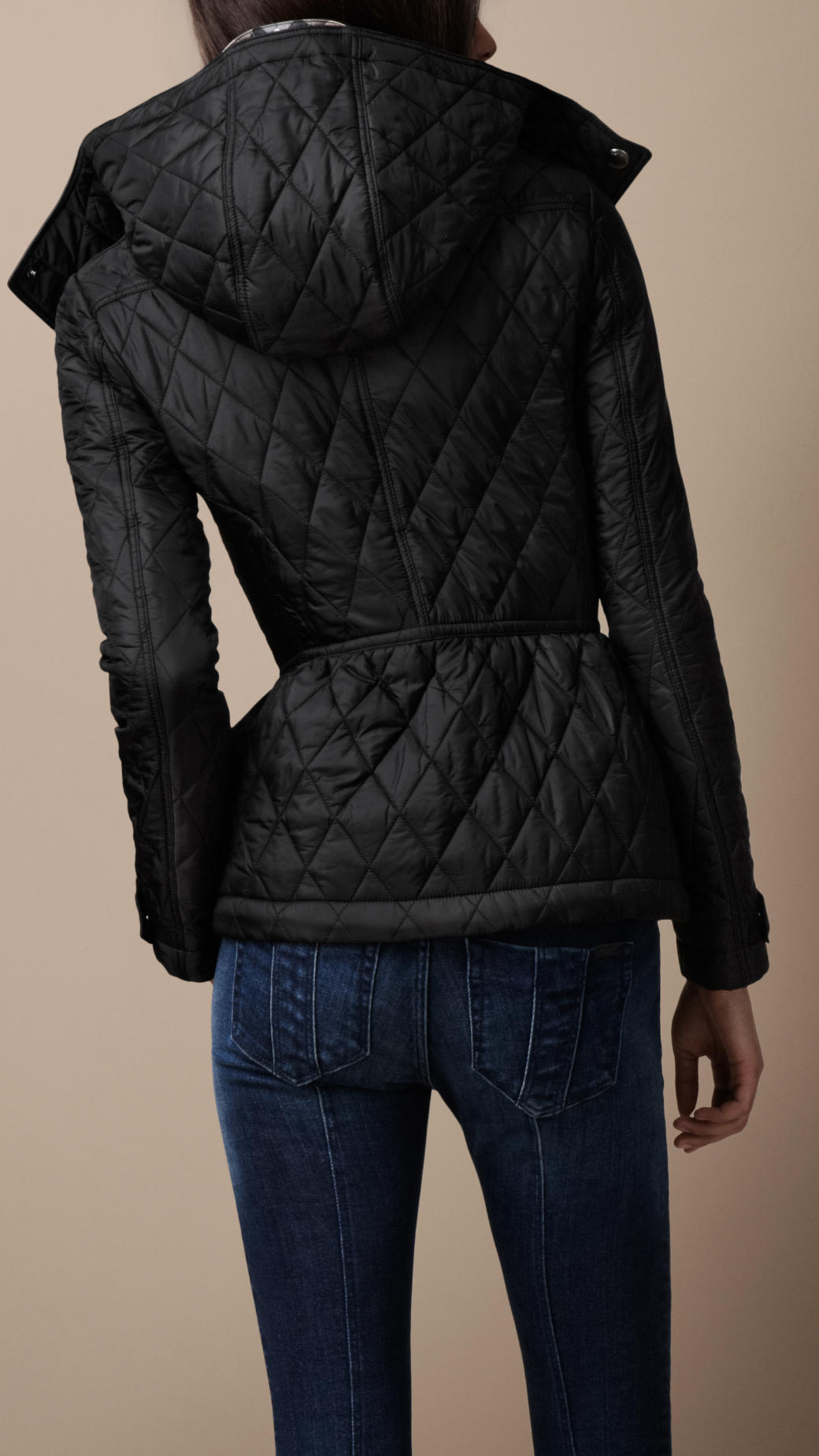 Lyst Burberry Brit Hooded Quilted Jacket in Black